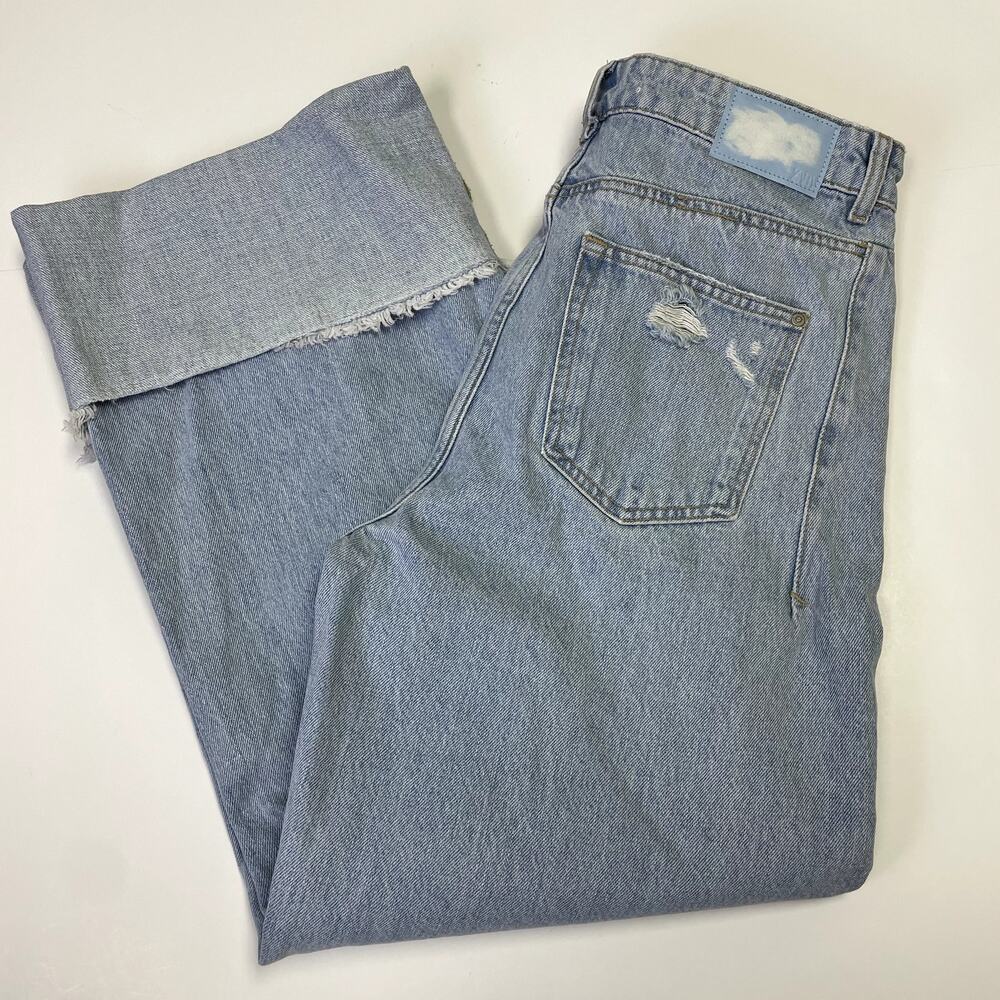 NEW ZARA Wide Leg Low Rise Jeans Size 6 Distressed - Picture 13 of 16